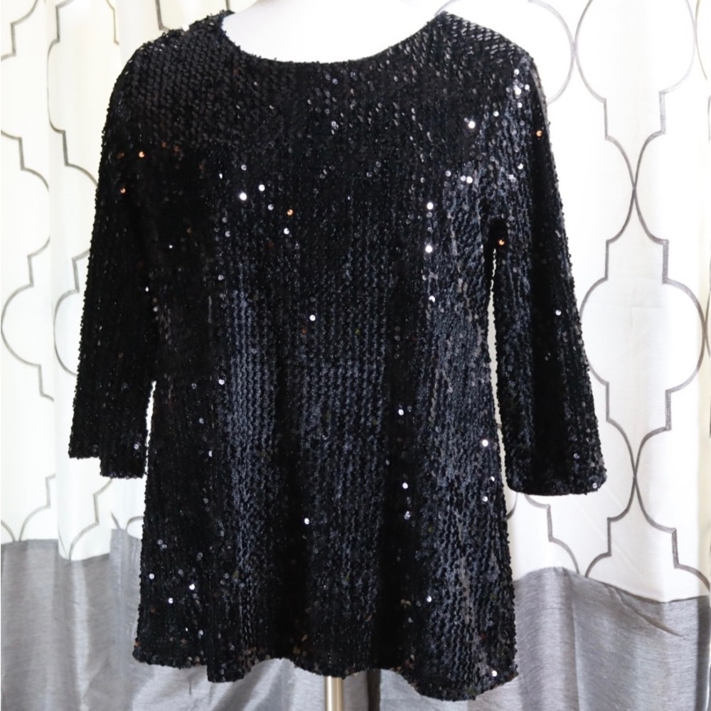 Alfani gilded plum black sparkle sweater, size Medium